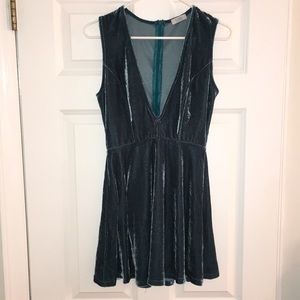 Turquoise velvet dress